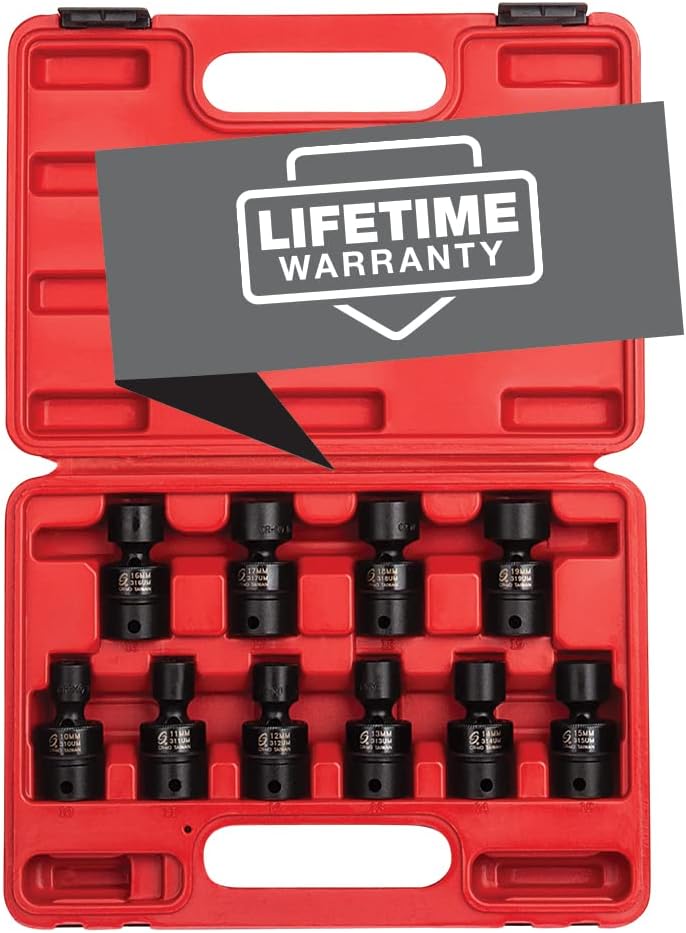 Sunex 3657 3/8 Inch Drive Universal Impact Socket Set - 10-Piece Metric Set (10mm - 19mm) with Cr-Mo Alloy Steel Construction - Image 1